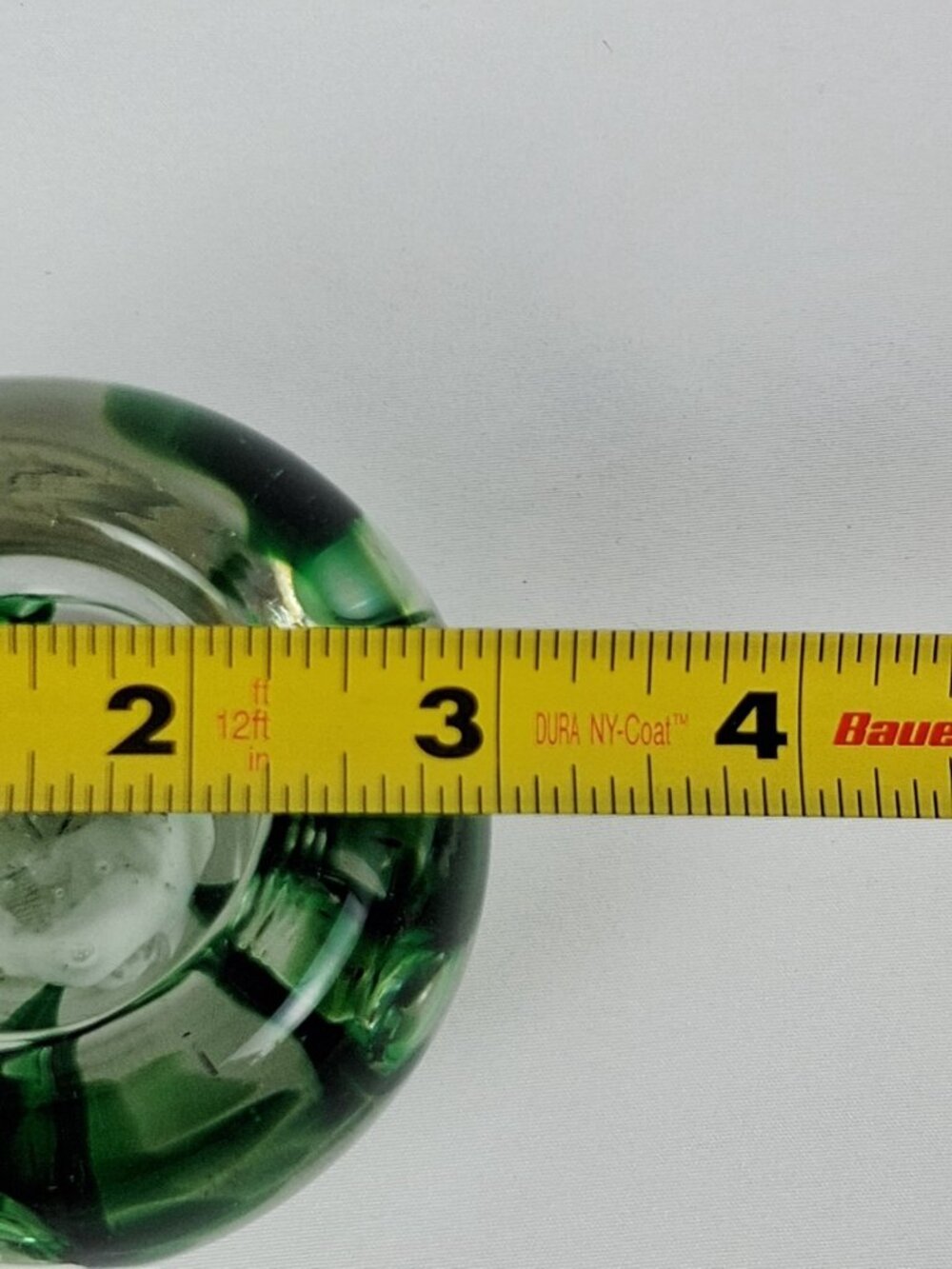 VTG Green Swirl Bubble Art Clear Glass 1 lb Paperweight Ashtray Trinket Dish - Picture 3 of 6